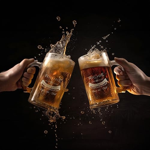 Miniatura 6 de Gifts Inscribed Taza de Cerveza Personalizada de 16 oz con Fuente Personalizada Grabada en Vidrio con Tu Texto  Regalo Único para Papá, Esposo,