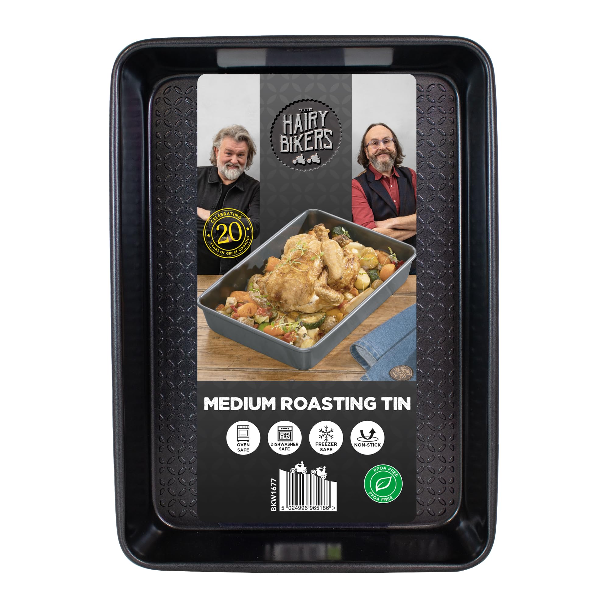 Hairy Bikers Bakeware, Medium Roasting Tin, Non-Stick Coating, PFOA Free, Oven Safe, Dishwasher Safe, Freezer Safe, Black