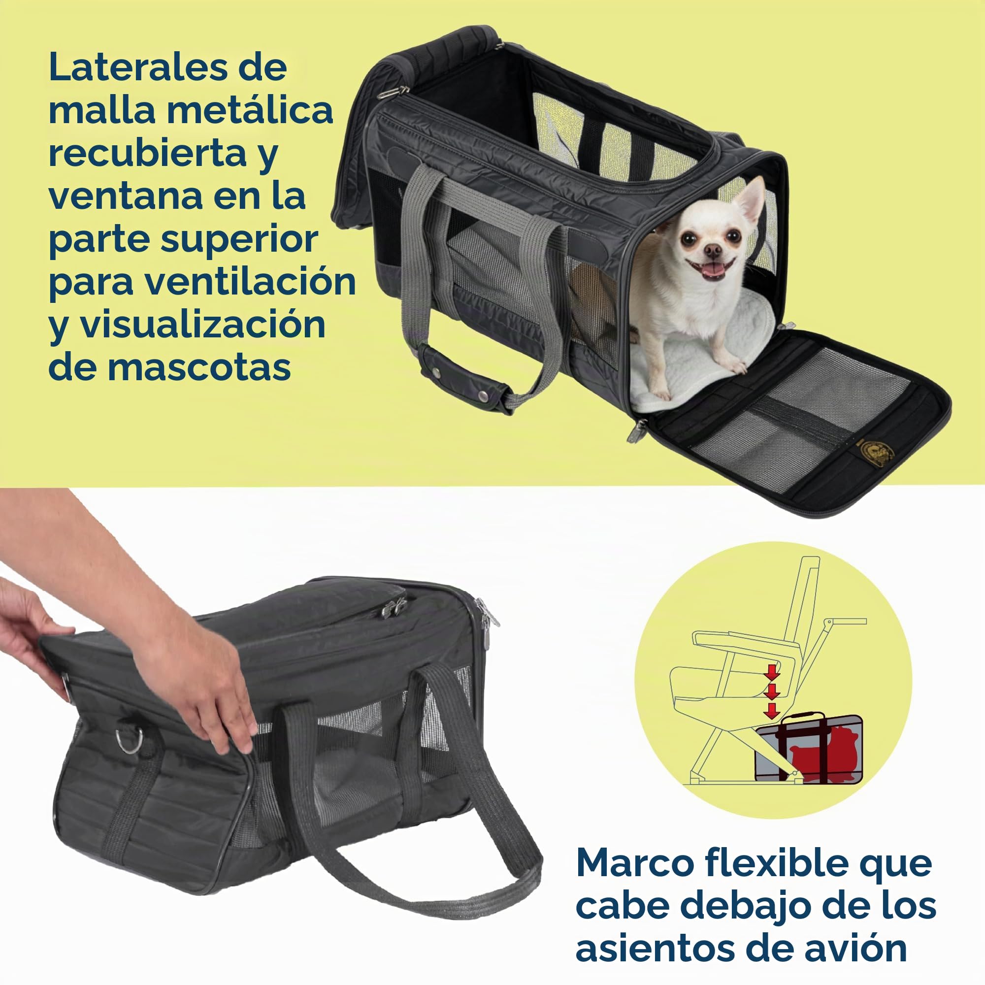 Sherpa Transportador de Mascotas de Viaje Original Gris Carbón Mediano Aprobado por Aerolíneas