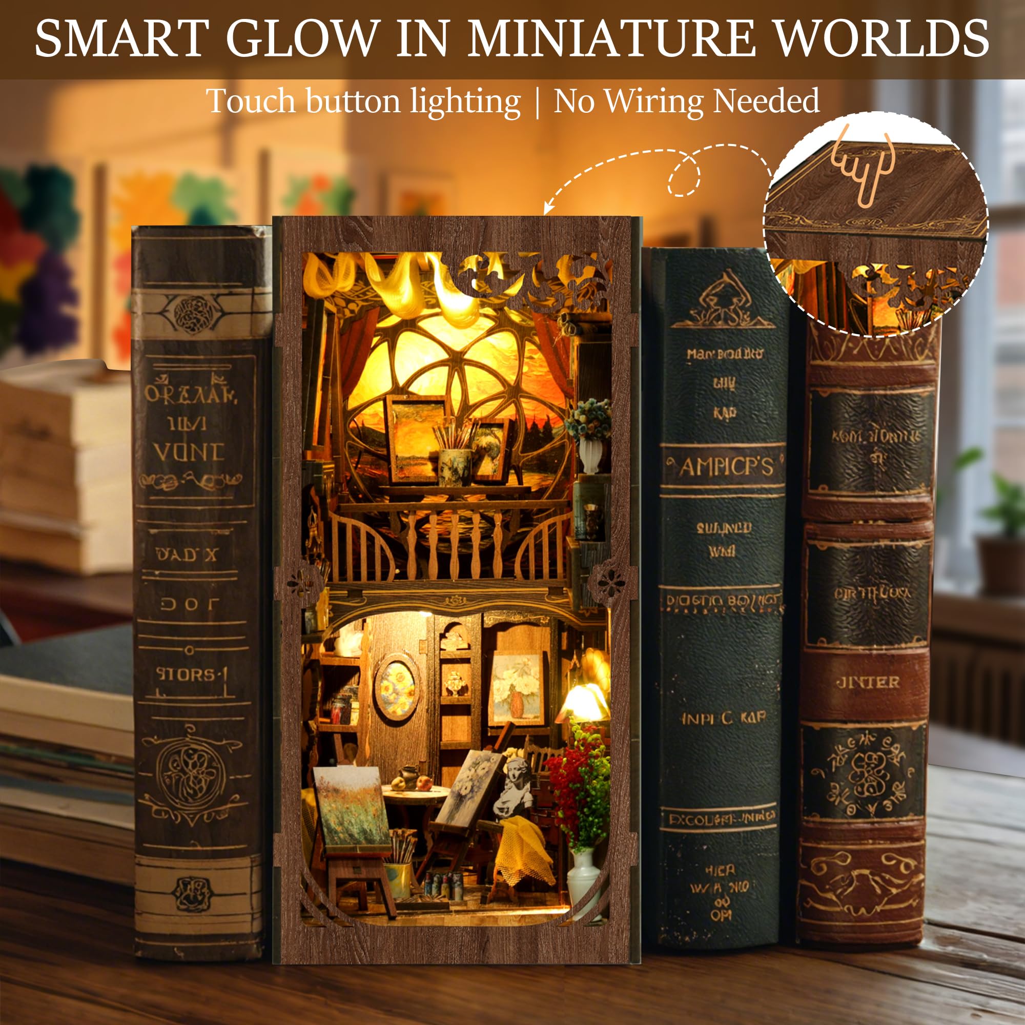 CRIOLPO – Kit Book Nook Per Adulti – Casa In Miniatura Giapponese Con Luci LED – Fai Da Te