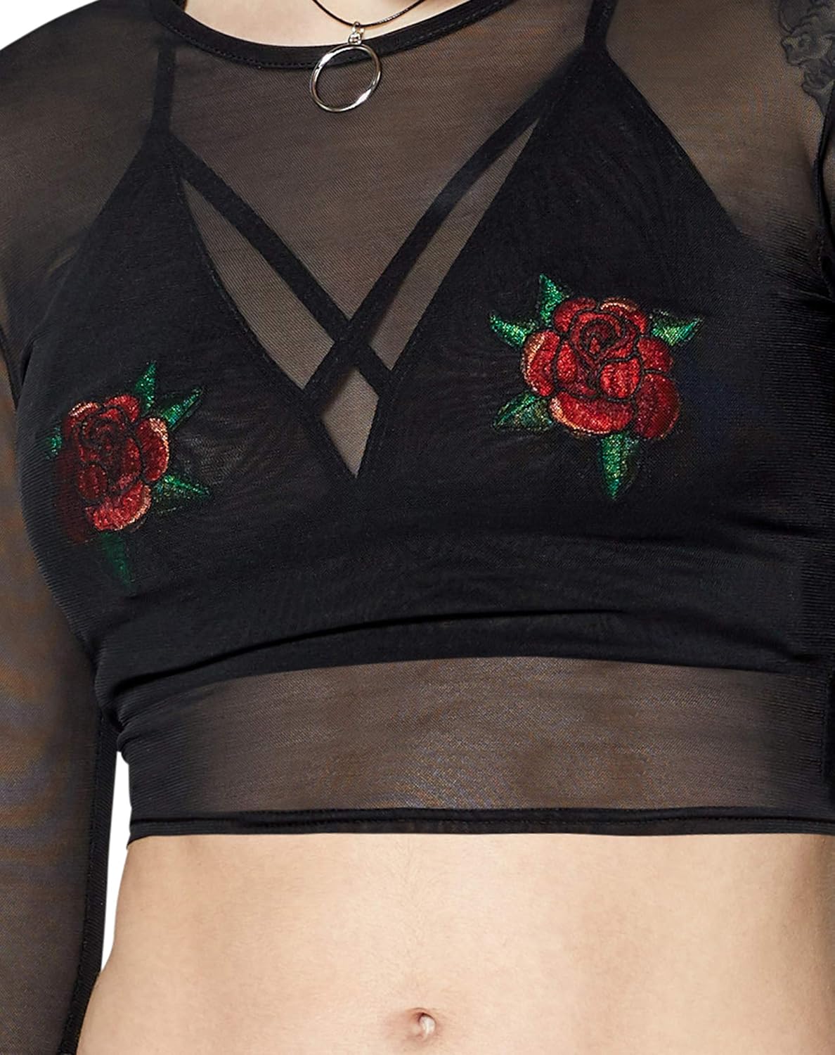 Spencer's Long Sleeve Mesh Crop Top