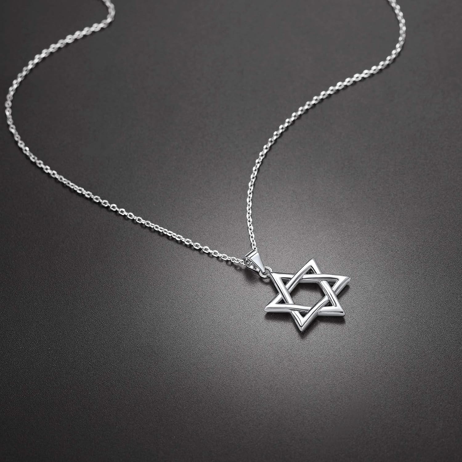 U7 Star of David Necklace for Men Women Gold/Stainless Steel Hexagon Pendant with Cross/Ruby Stone/Classic Jewish Isael Necklaces, Length 22" 24" 26" - Image 5