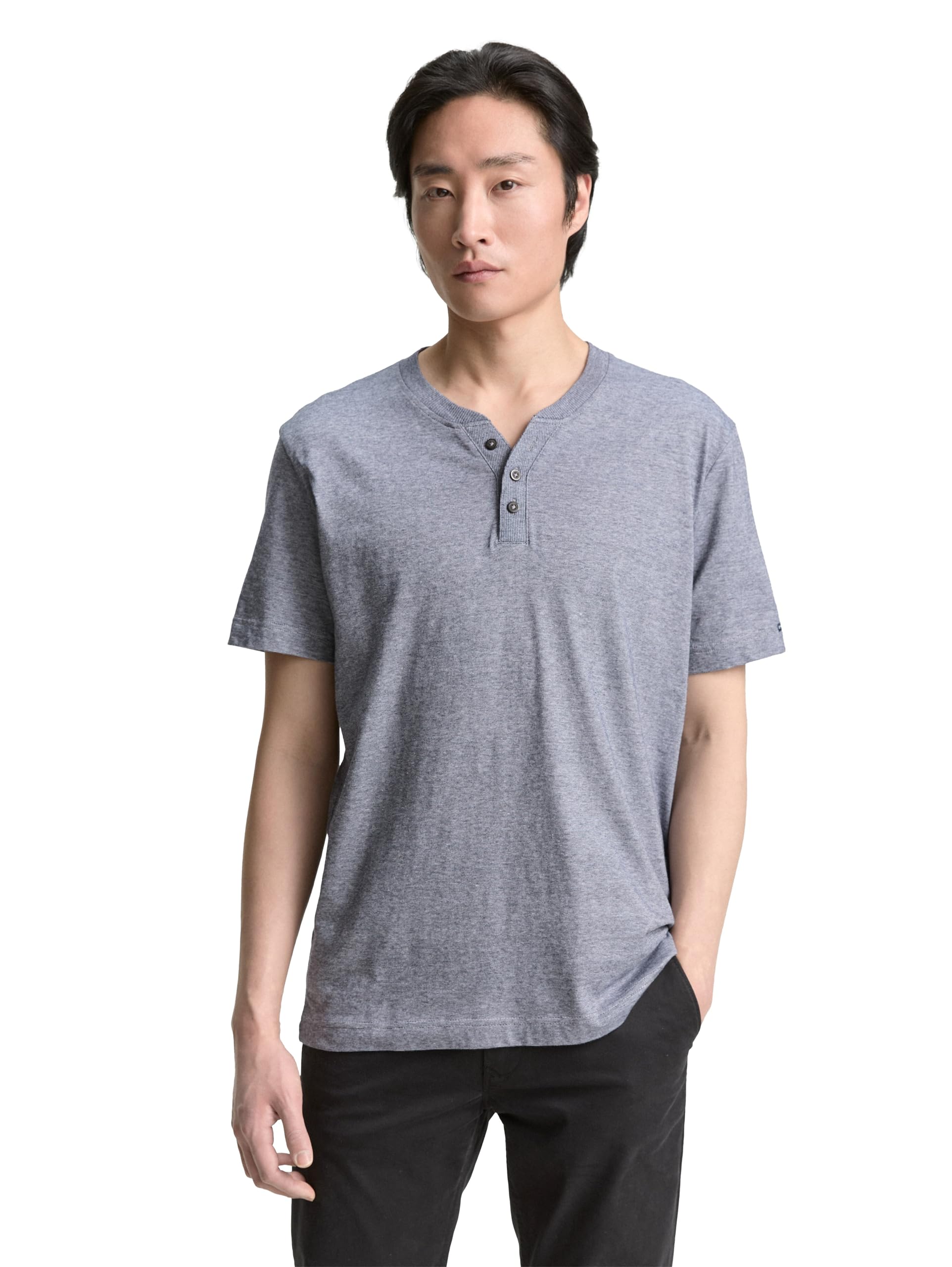 TOM TAILOR Men's Henley Cotton T-Shirt