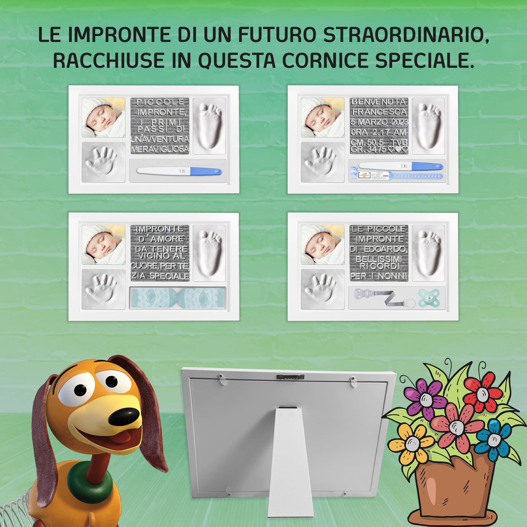Impronta Mani e Piedi Neonati Kit Cornice Personalizzata Impronte Neonato Quadretto Nascita Bimbo Felt Board con Lettere e Numeri