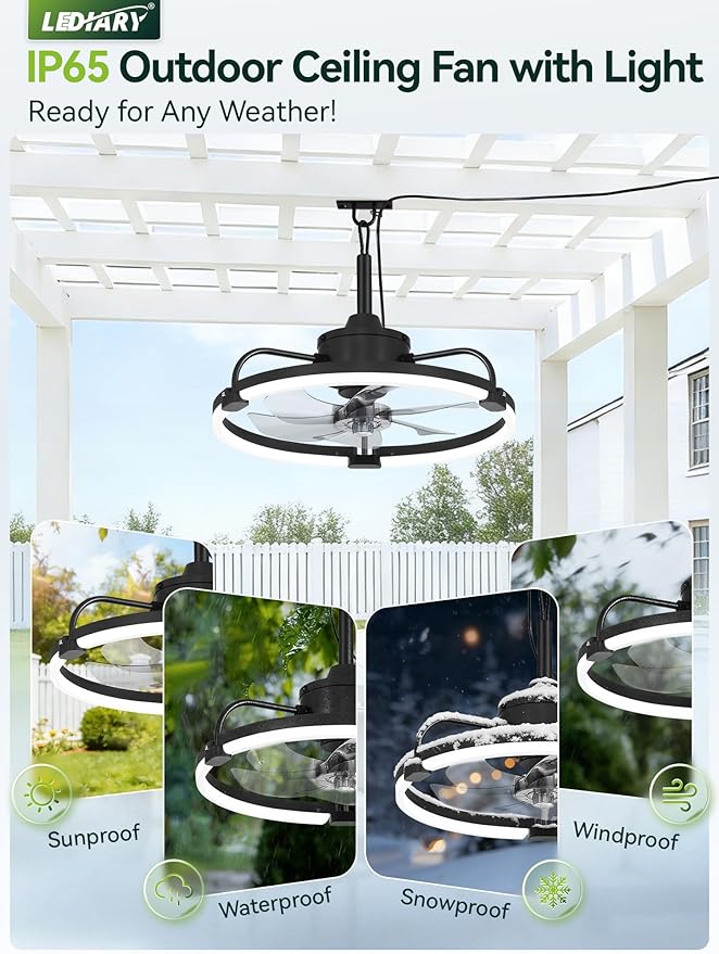 Ventilador de Techo Exterior 20 Pulgadas con Luz y Control R miniatura 3