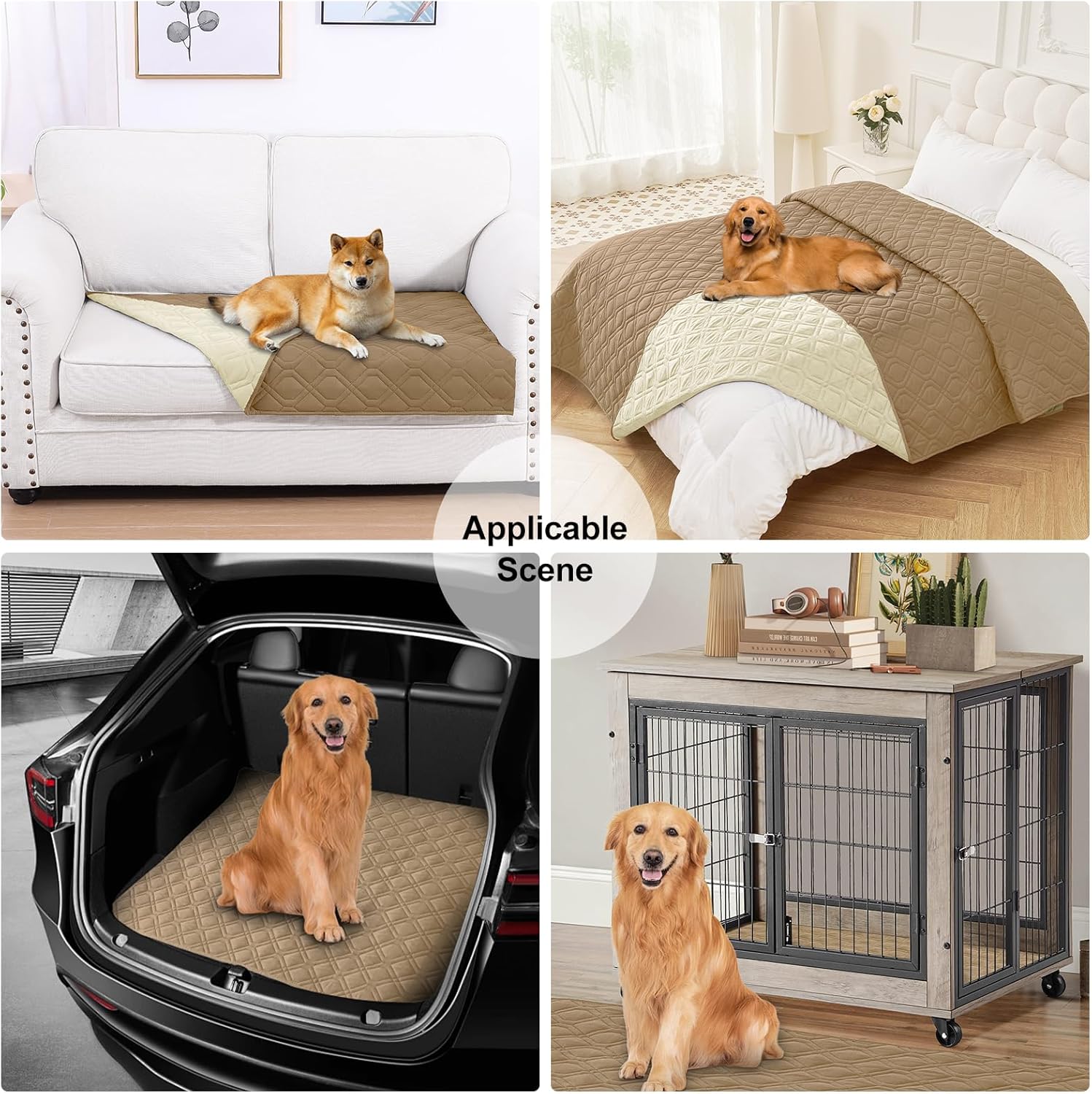 Smiry Reversible Waterproof Couch Covers for Sofa, Washable Dogs Pet Couch Covers for 3 Cushion Sofa Pet Friendly, Water Resistant Furniture Protector Slipcover, Geometric (52"x82", Camel/Beige) - Image 7