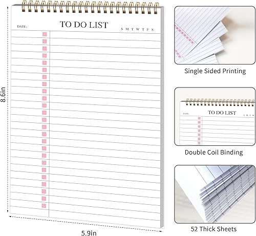 Miniatura 10 de Bloc de notas semanal para planificación, lista de tareas pendientes en espiral, organizador semanal para estudiantes, agenda semanal para el