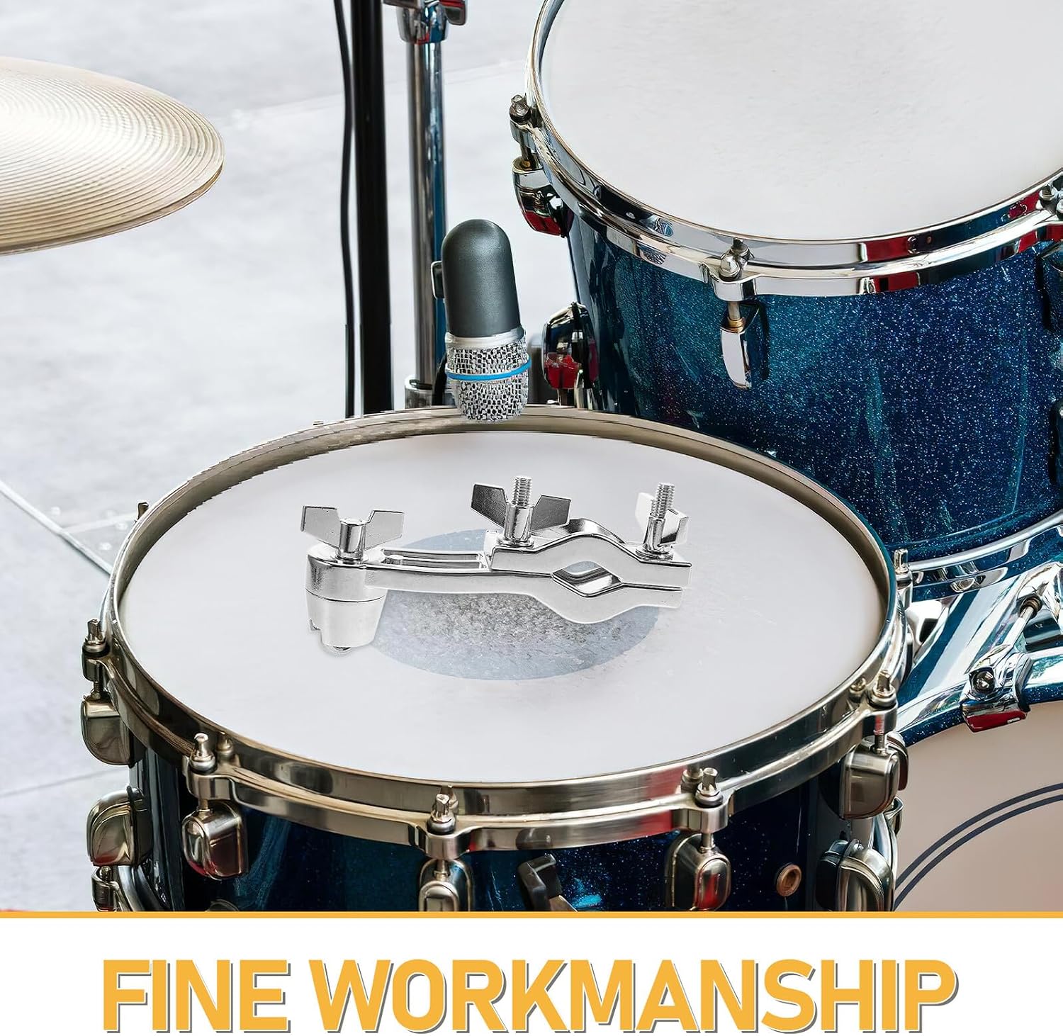 FAVOMOTO 2pcs Drum Clamp Extension Bracket Bass Drum Hoop Mount Cowbell Holder Multi-Accessory Percussion Hardware for Snare and Cymbal Stands