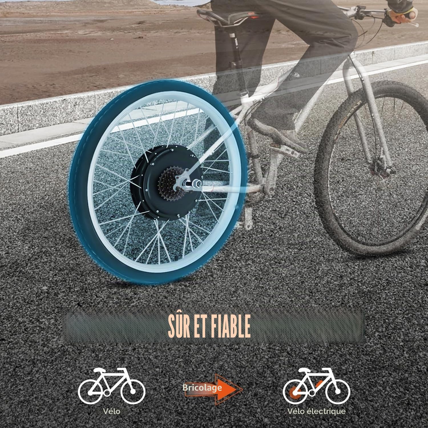 36V 800W moteur sans balais sans dents 26 pouces Kit de conversion pour vélo électrique 140kg capacité de charge cinq vitesses régulateur de vitesse moteur de roue arrière avec affichage LCD