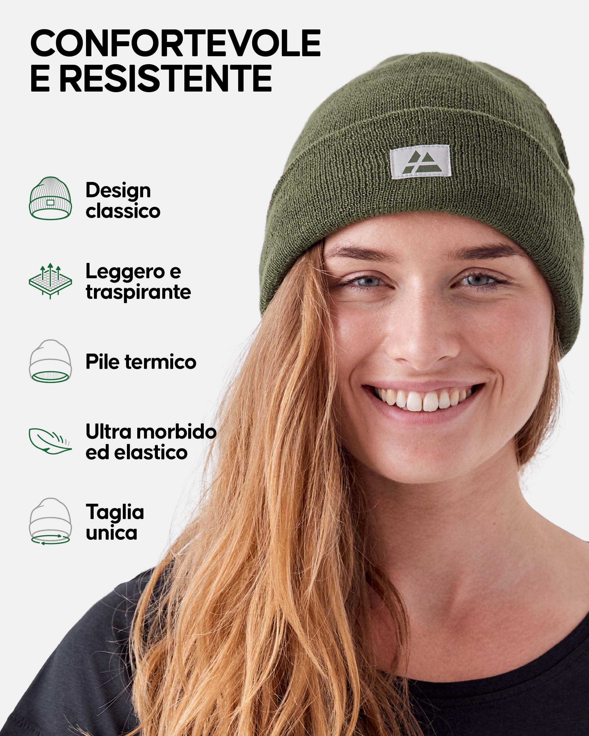 DANISH ENDURANCE Cappello Uomo Lana Merino e Fodera Pile, Berretto in Maglia, Taglia Unica Adulto, Beanie Invernale, per Sci e Sport