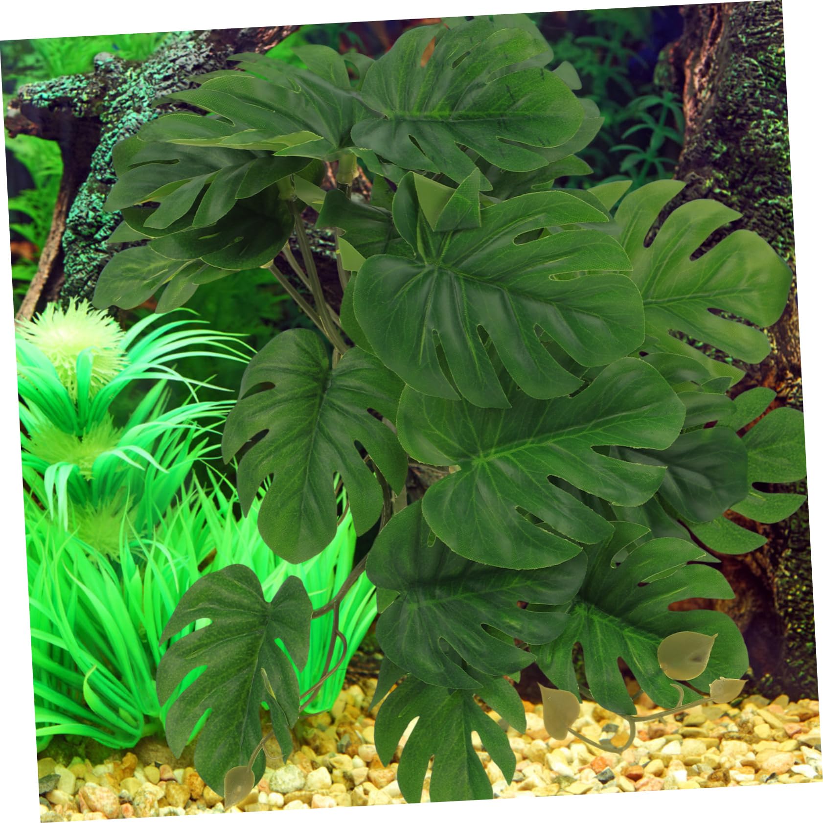 HANABASS 4stücke Terrarium Künstliche Pflanze Dekoration Simulierte Pflanzen Für Reptilien-Tanks Aquarium Und Heimdeko Pflanzenornamente Für Geckos Und Von Monstera