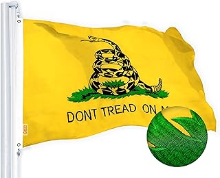 G128 Gadsden Don't Tread On Me Flag | 3x5 Ft | StormFlyer Series Embroidered 220GSM Spun Polyester | Historical Flag, Embroidered Design, Indoor/Outdoor, Brass Grommets, Heavy Duty, All Weather