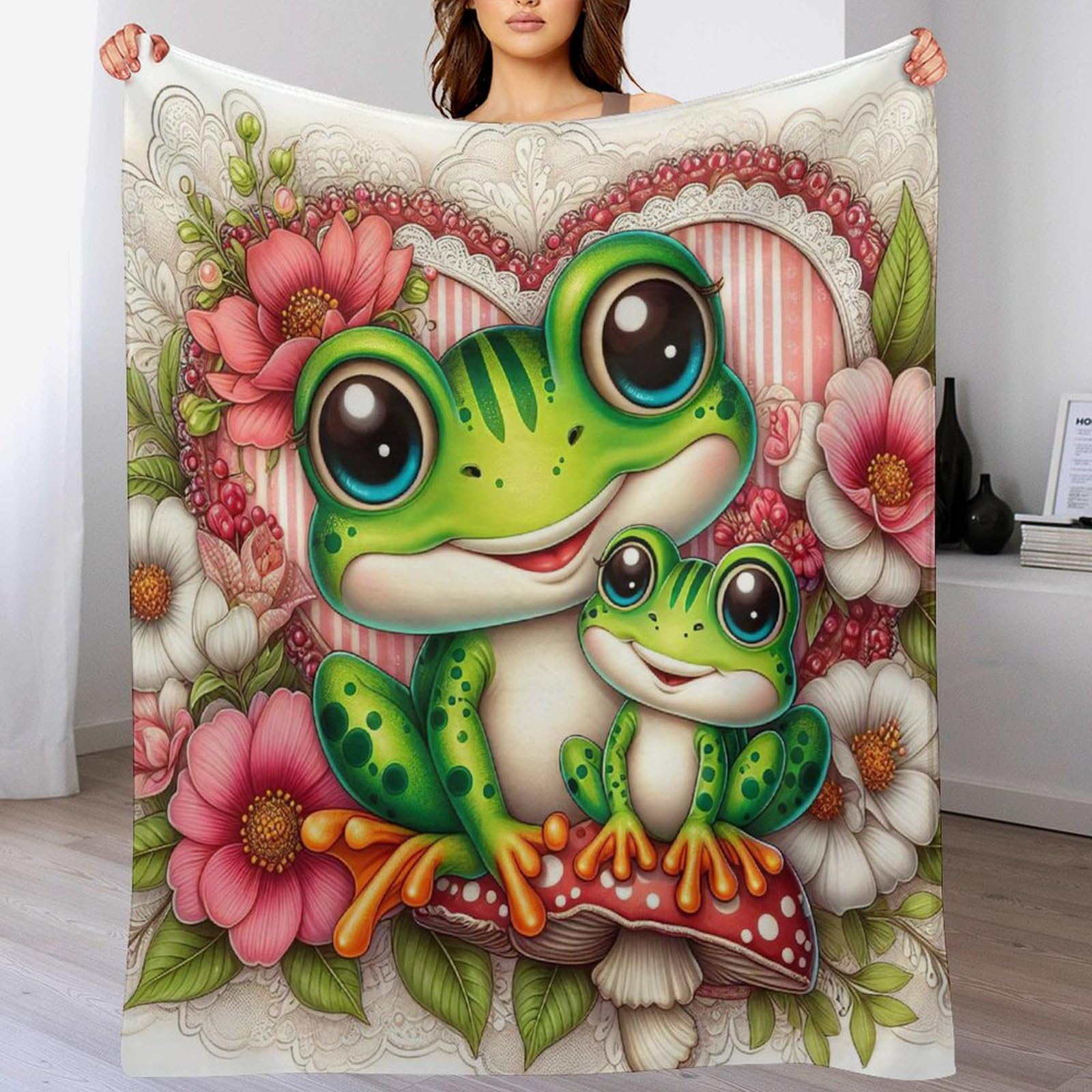 Plaid polaire canape grenouille couverture flannel douce finis les frissons