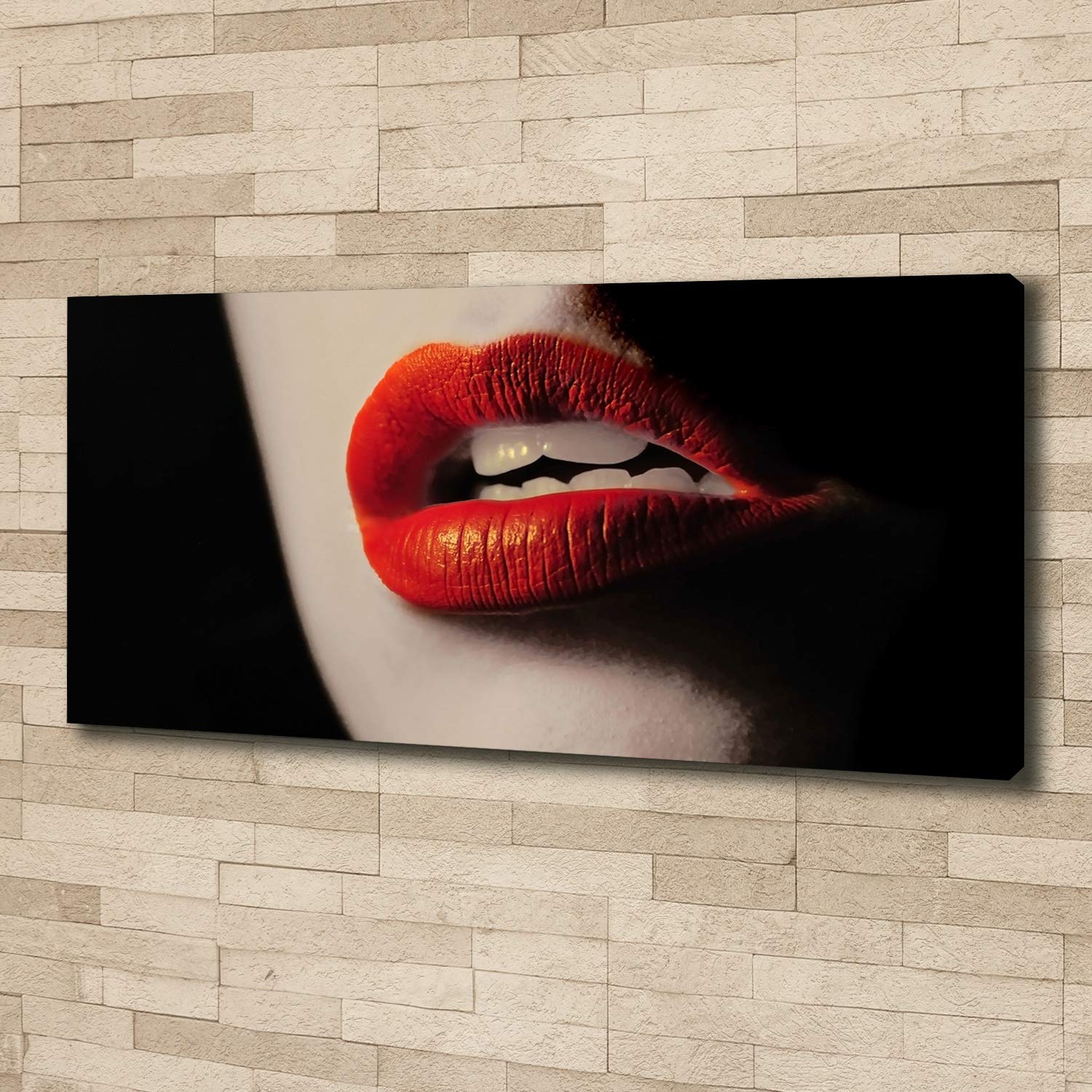 Tulup Tirages sur toile - art mural - tirages sur toile - thème d'image - 125x50 cm - Sensualité - Rouge - Lèvres Rouges
