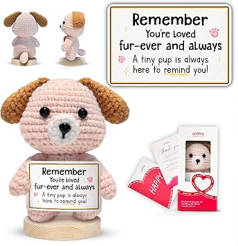 Gossby Inspirational Gift for Women, Men - Positive Dog Crochet - YOURE LOVED FUR-EVER & ALWAYS - Christmas, Birthday, Emotional Support, Positive Dog Lover Gift for Friend, Coworker, Teacher, Mom