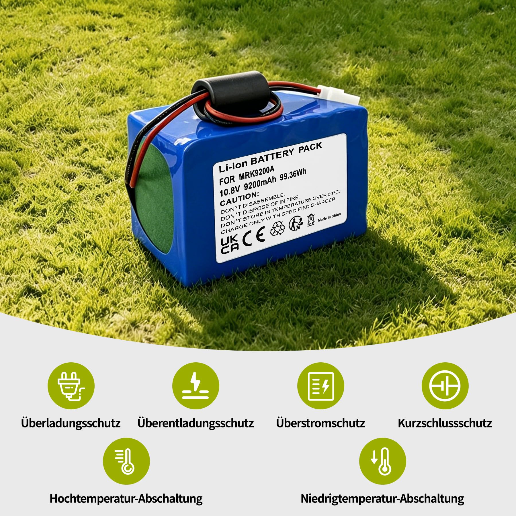 Batterie de rechange 9200 mAh pour robot tondeuse Robomow RT300 RT700 RX20u RX12 RX50 10,8 V pour robot tondeuse Cub Cadet XR1 500, Wolf Garten Loopo S150 S300 S500, remplace MRK9200A BAT9101A BAT911A