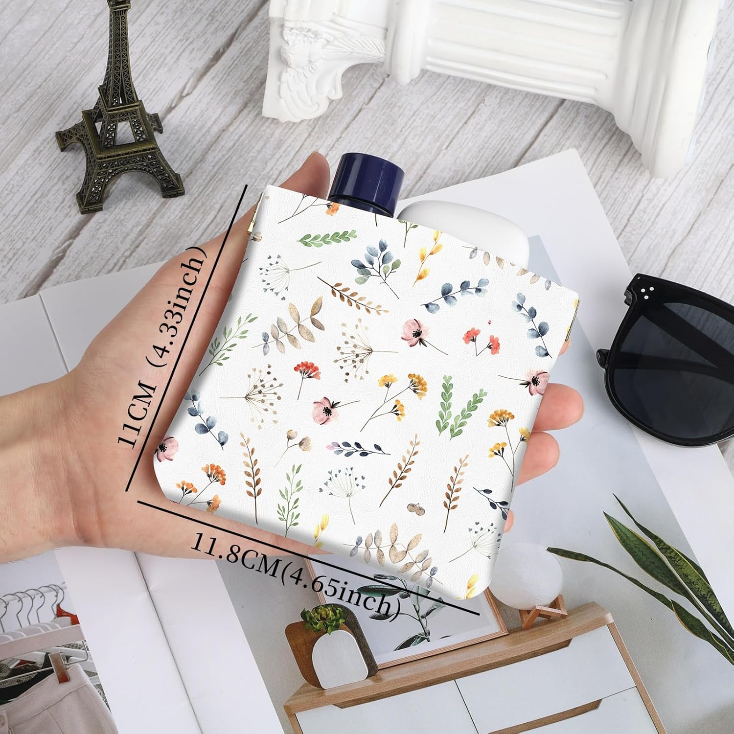 2Pcs PU Leather Small Squeeze Coin Purse Pouch Mini coin Bag Unique And Cute Wallet Cosmetic Bags Change Bag For Women Girls Men White And Purple Floral - Image 2