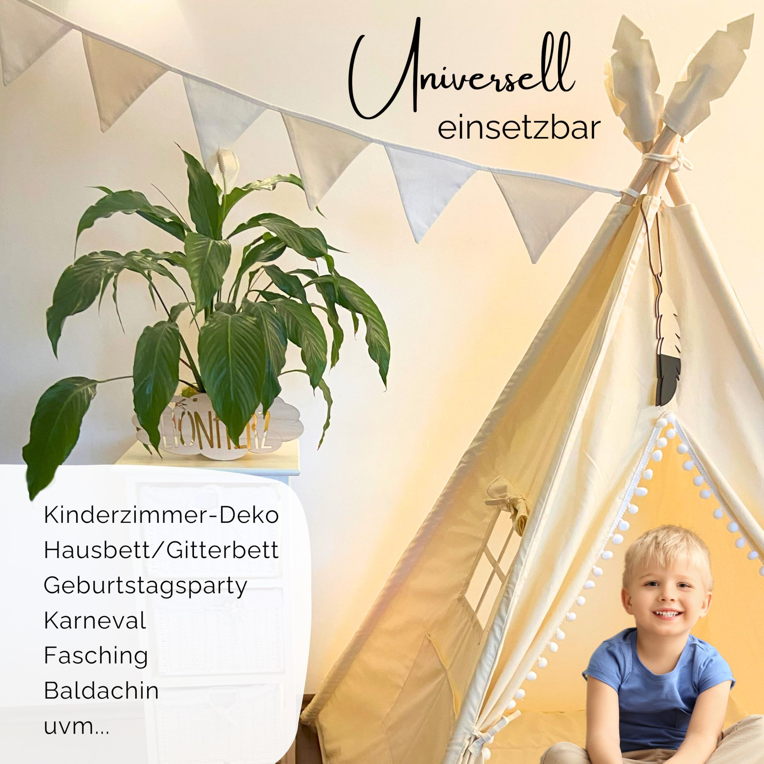 LILIMAUS Vlaggenketting van stof, met gouden applicatie in 12 kleuren, voor de kinderkamer, 100% katoen, handgemaakte slinger, stof, vlaggetjesslinger, mousseline, huisbed, decoratie voor meisjes en