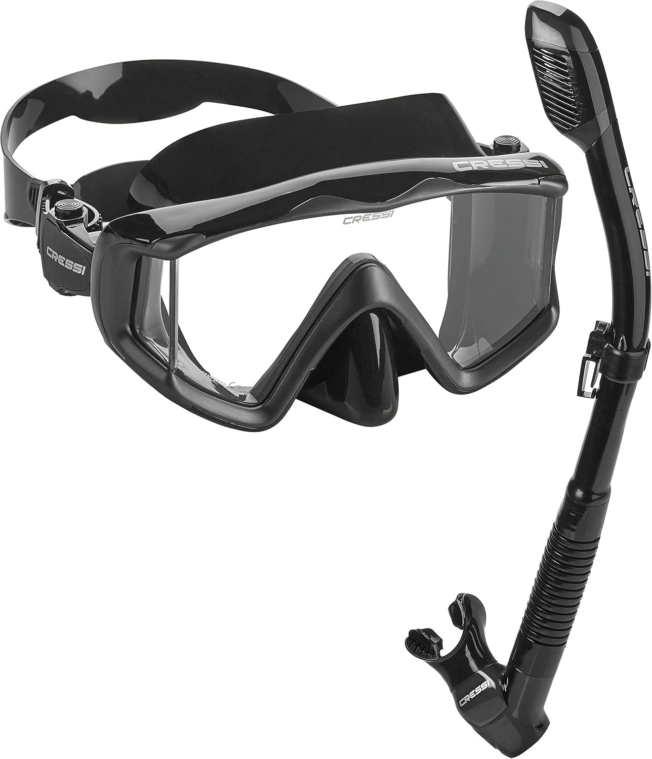 Cressi Panoramic Wide View Mask & Dry Snorkel Kit for Snorkeling, Scuba Diving | Pano 3 & Supernova Dry: Designed in Italy, Clear Grey, Size 0 (P-USC400072_1) : Sports & Outdoors
