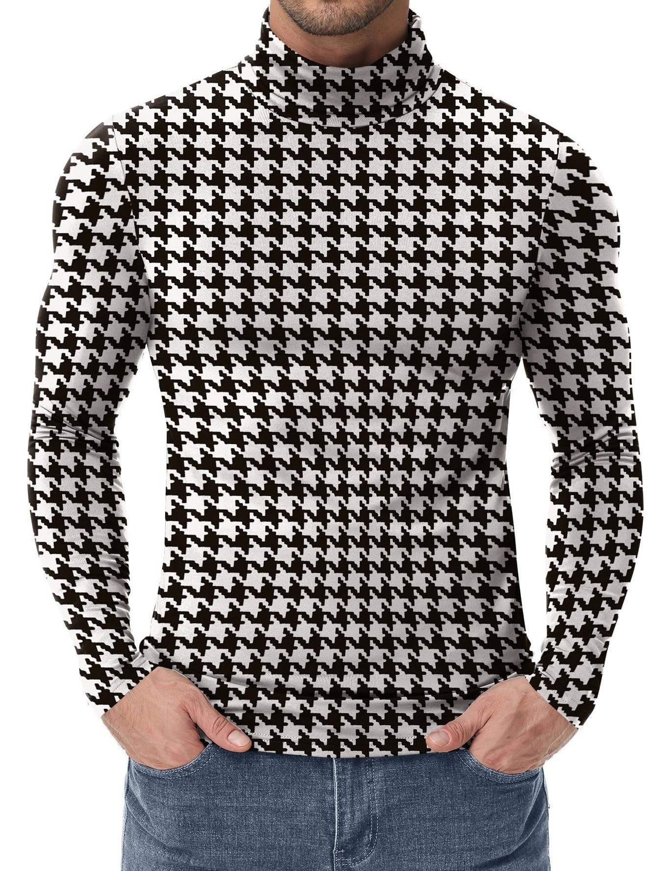 Poriff Men's Turtleneck Tops Fleece Lined Pullover Thermal Long Sleeve Casual Slim Fit Basic Sweater