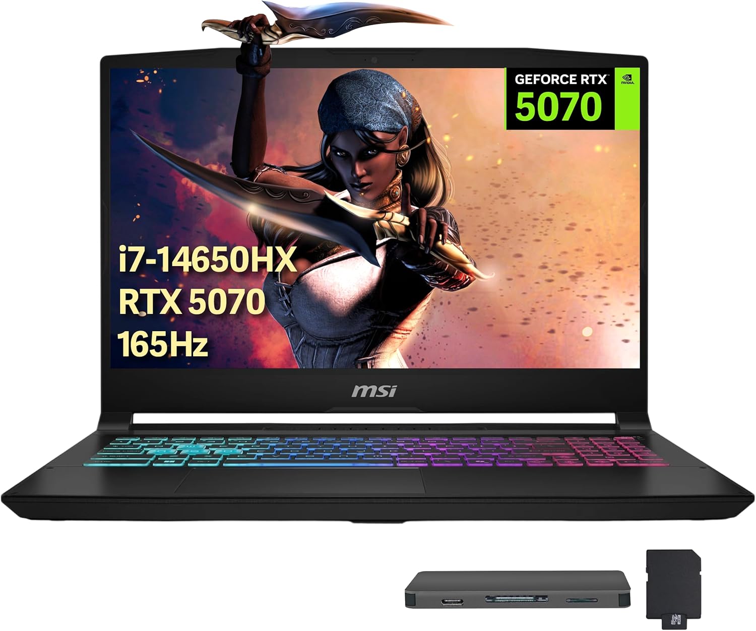 MSI Katana 15.6インチ QHD IPS 165Hz ゲーミングノートパソコン Intel i7-14650HX GeForce RTX 5070 8GB GDDR7 32GB DDR5 2TB SSD RGBキーボード Cooler Boost 5 WiFi 6E Win 11 Pro ブラック 1TB