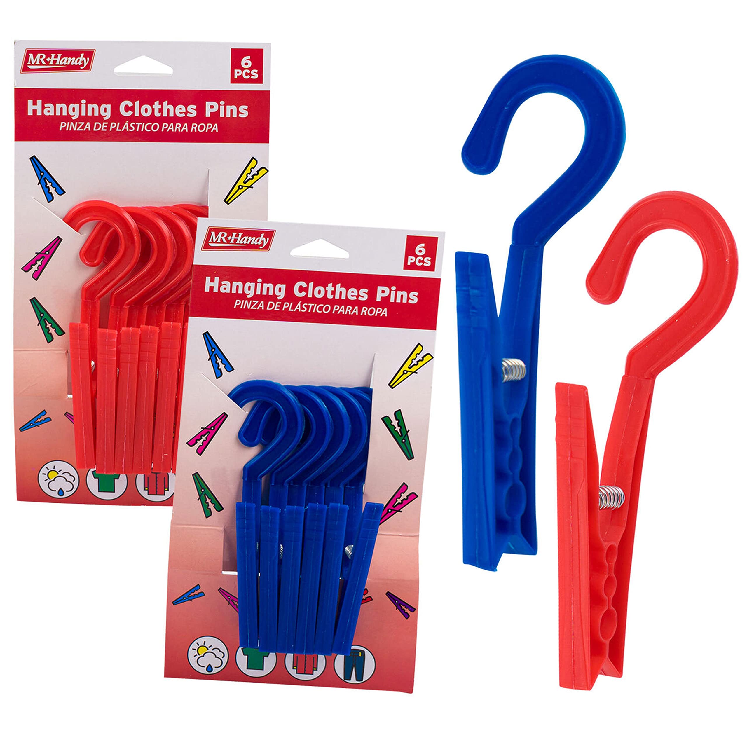 24 Pc Laundry Hanging Clothespins Hanger Clothes Pins Clips Pegs Heavy Duty Grip