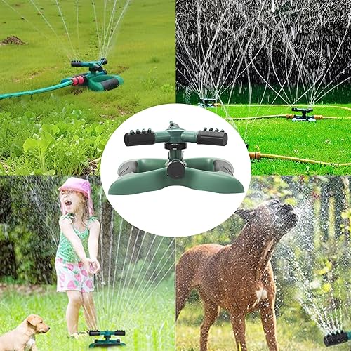 Miniatura 6 de Aspersor de jardín para gran área, rociadores de césped giratorios de 360, sistema de rociador de agua de césped de riego, rociador de manguera de