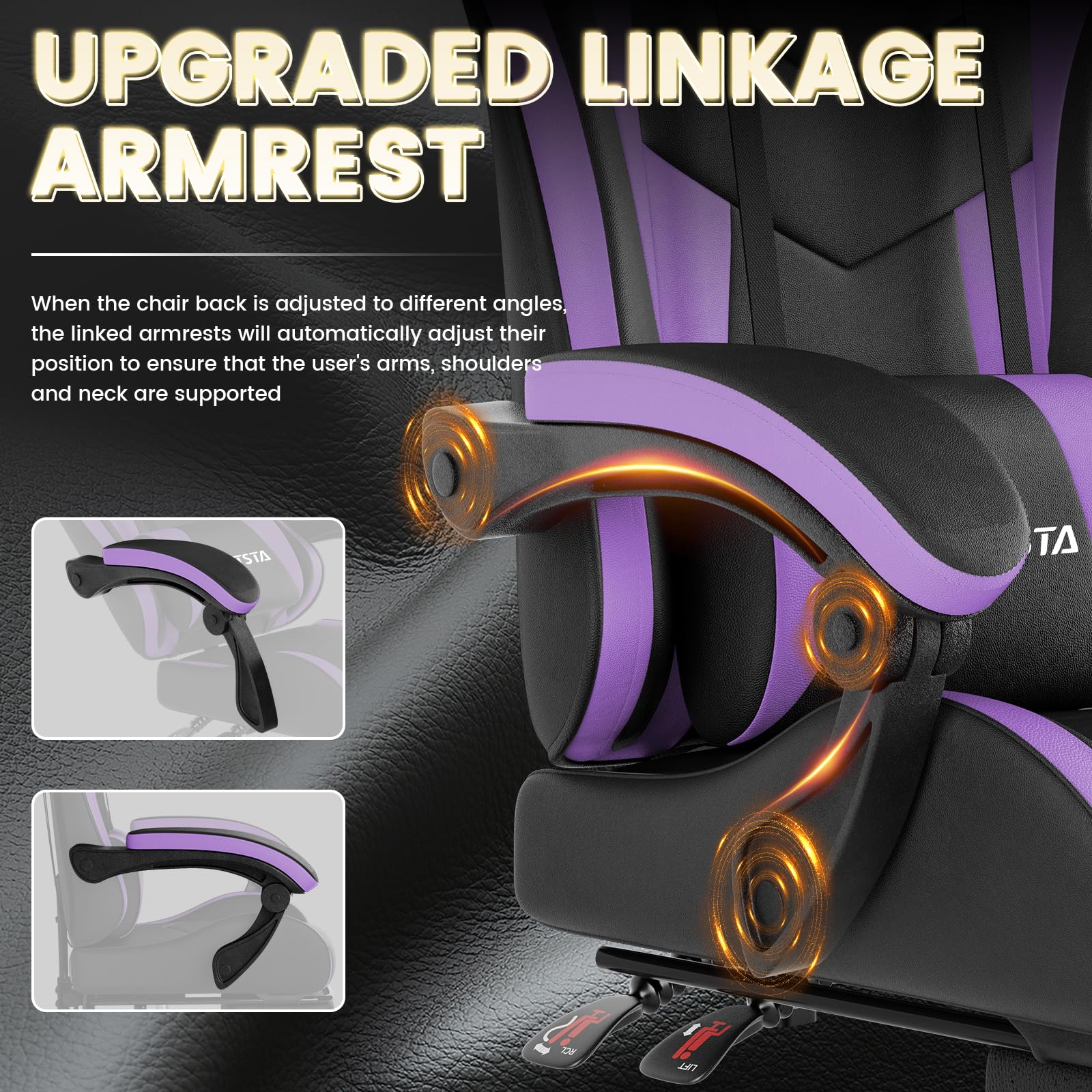 Sedia da gioco con poggiapiedi, sedia ergonomica da gaming, sedia per computer con supporto lombare, poggiatesta, sedia per PC regolabile in altezza con seduta girevole a 360°, per ufficio o gioco