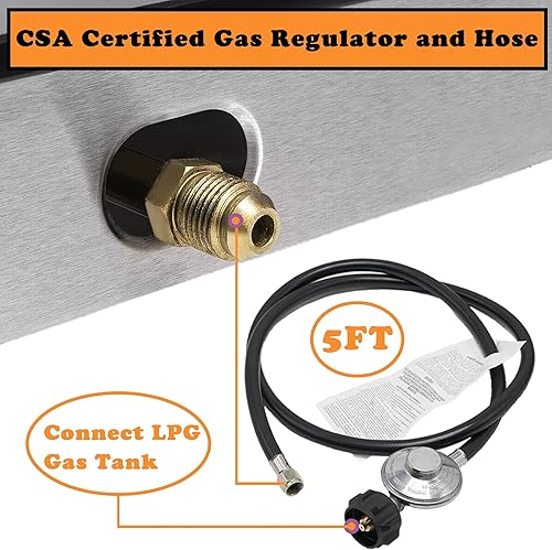 Miniatura 5 de RegiisCook Cocina de gas propano de un solo quemador, estufa de gas LPG portátil para camping, encimera de acero inoxidable de encendido automático