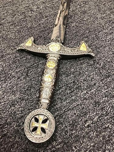 Miniatura 3 de Espada de metal medieval de 38 pulgadas, caballero de los templarios, celta celta, claymore, colección de regalo de Navidad LARP