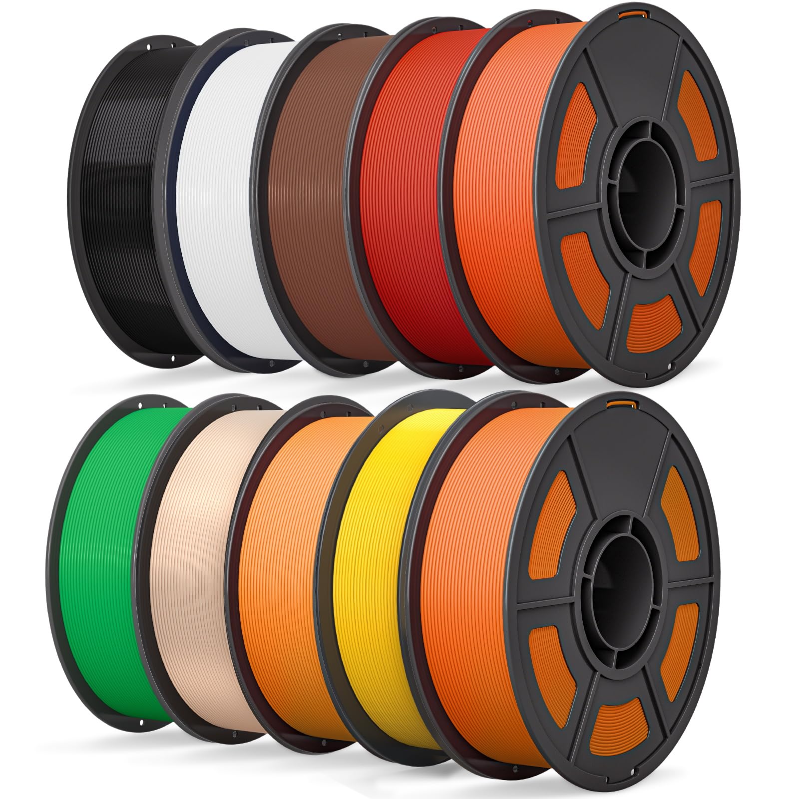 IEMAI ASA Filament 1.75mm 10Kg, 3D Drucker Filament ASA Mehrfarbiges Set, Schwarz/Weiß/Braun/Rot/Orange/Grün/Nude/Camel/Gelb/Terrakotta, UV-beständig, Hitzebeständig, Maßgenauigkeit+/-0,02mm