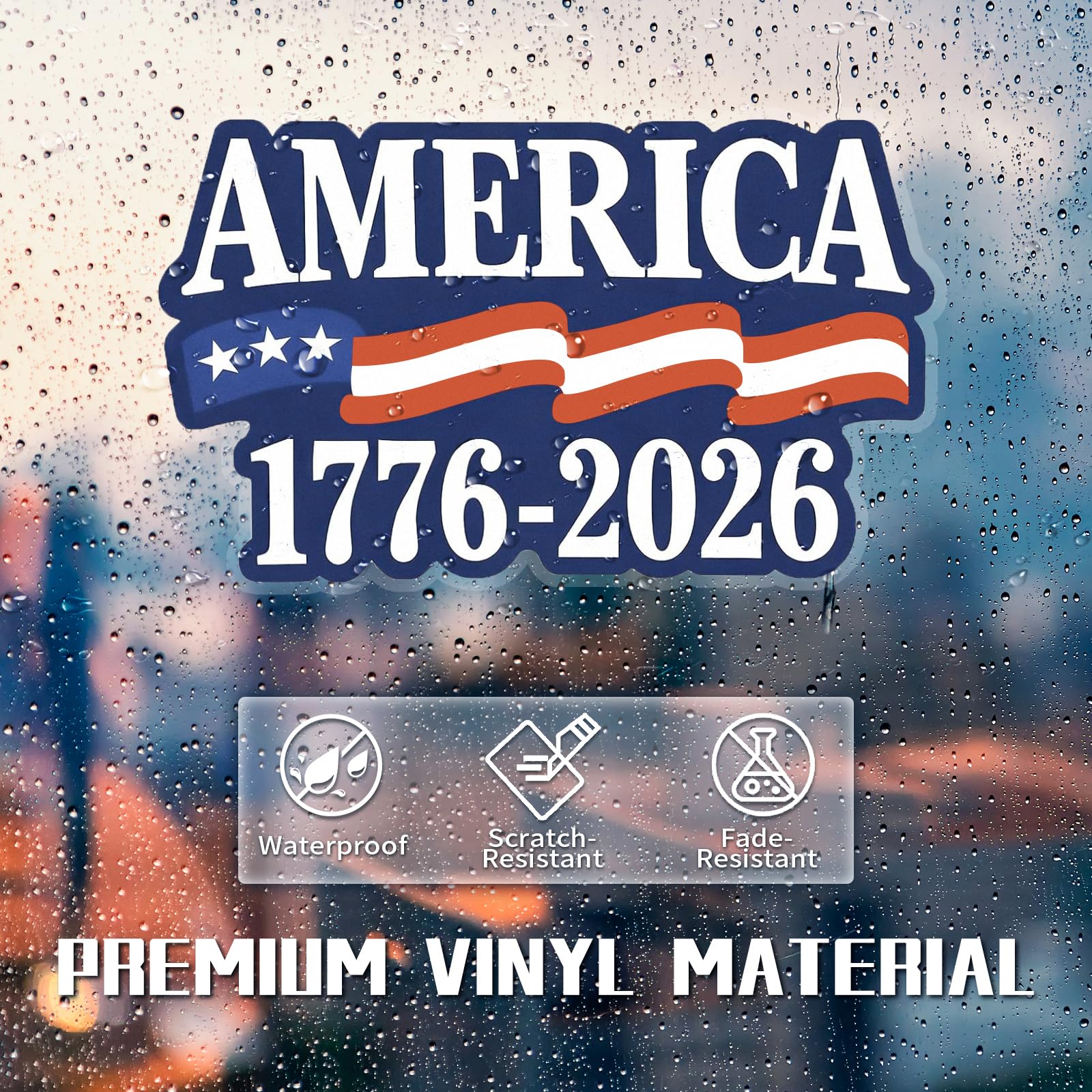 Confezione da 2 adesivi per il 250° anniversario dell'indipendenza – 1776-2026 adesivi in vinile con bandiera USA patriottica, adesivi impermeabili per esterni, per finestrini auto, camion e laptop