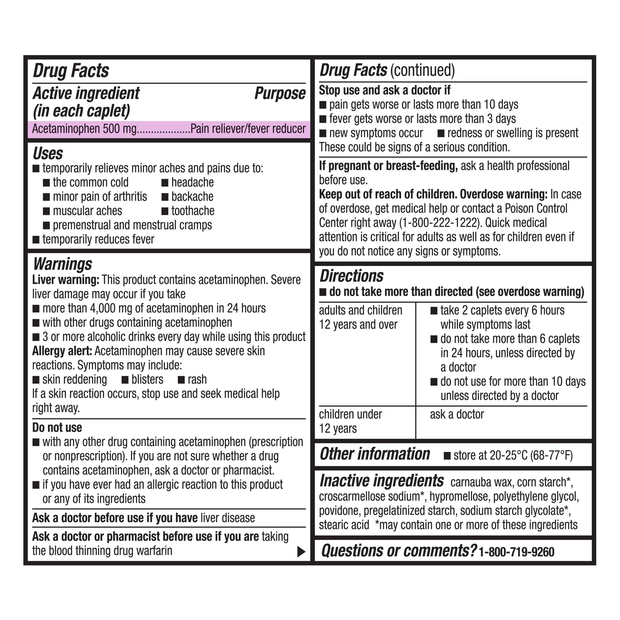 GoodSense Extra Strength Acetaminophen Caplets, 500 mg, 200 Count — Amazon image 4