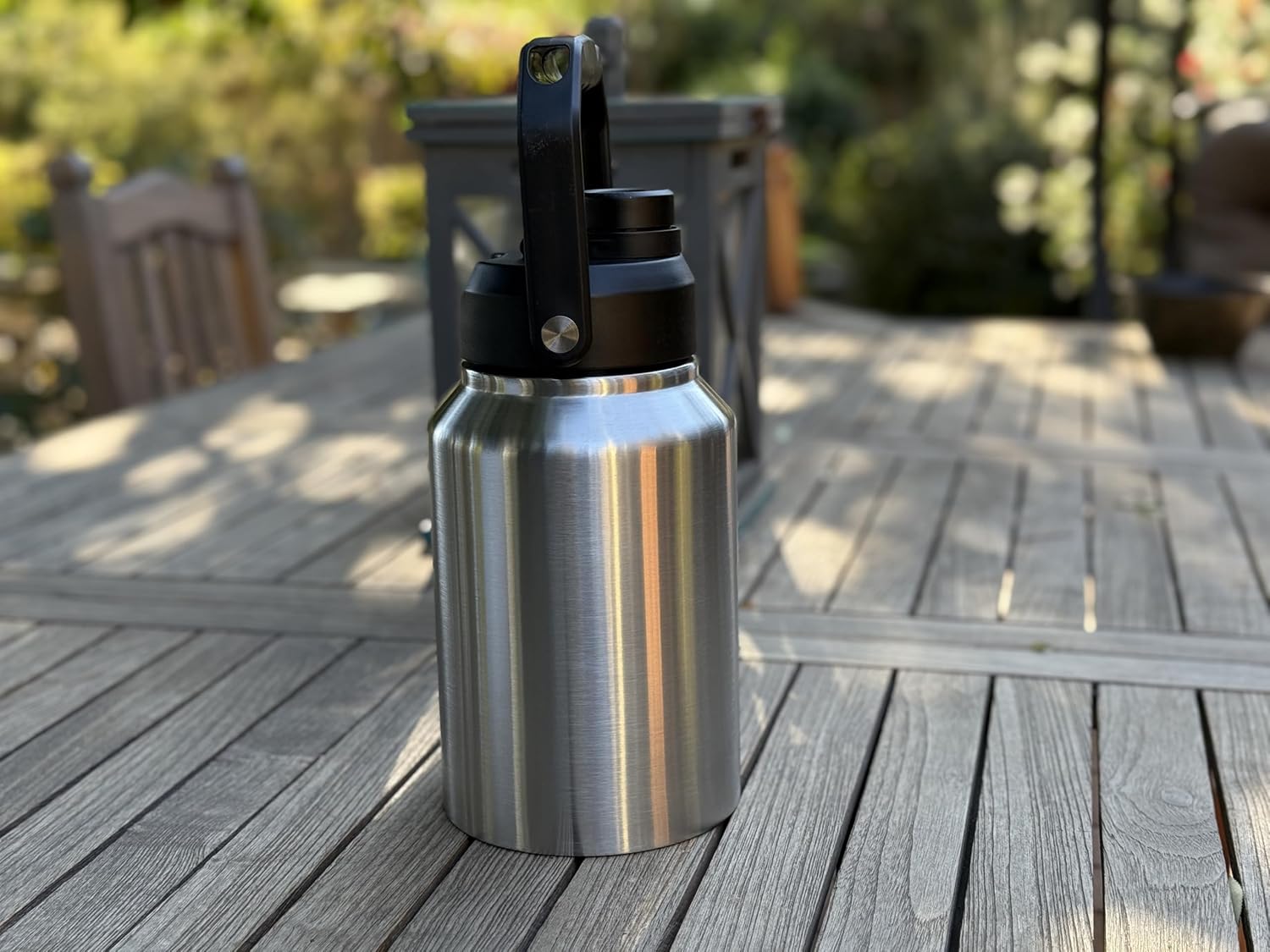 64 Ounce Half Gallon Insulated Water Bottle, Large Capacity Vacuum Flask with Handgrip (Stainless)