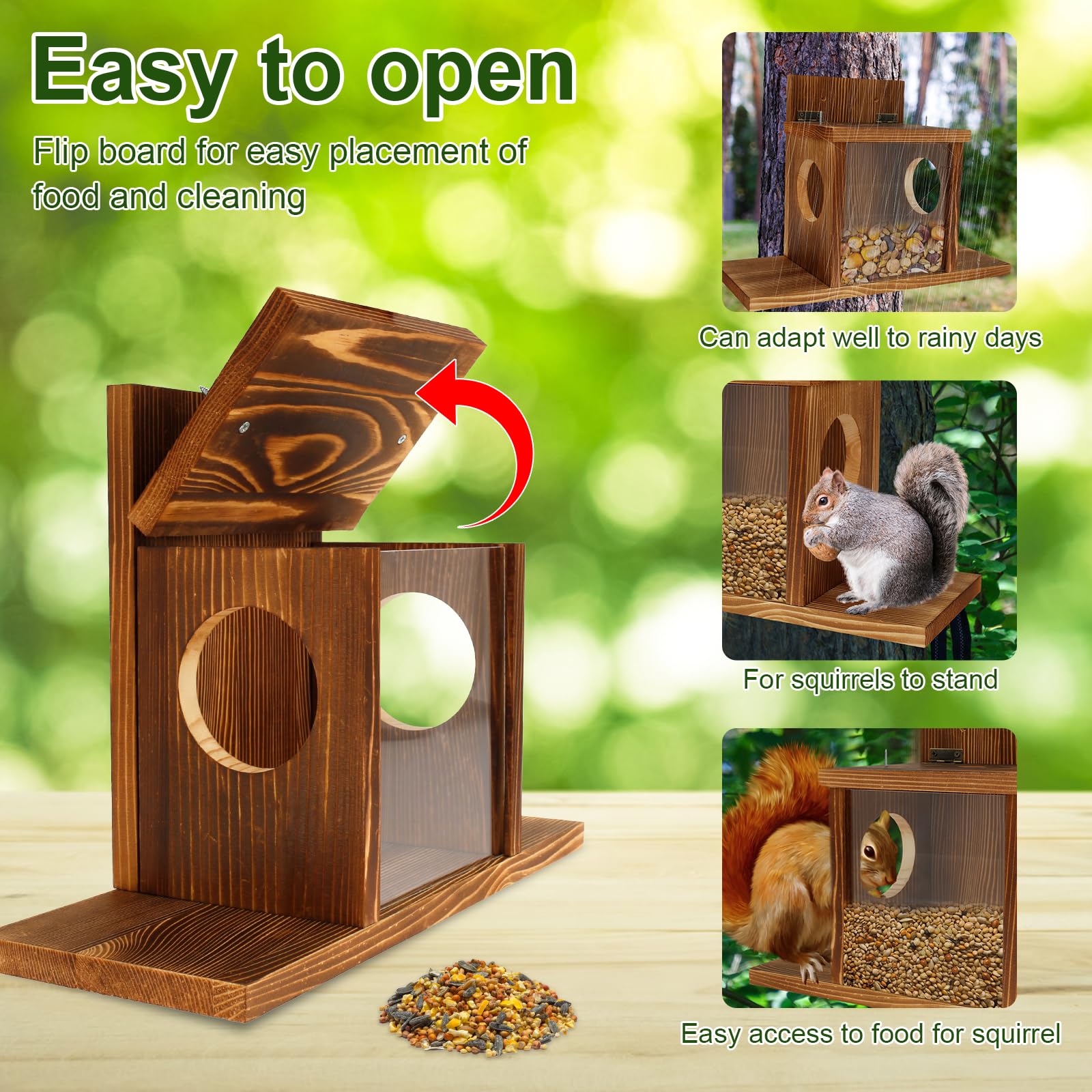 Wooden Squirrel Feeder House - Image 4