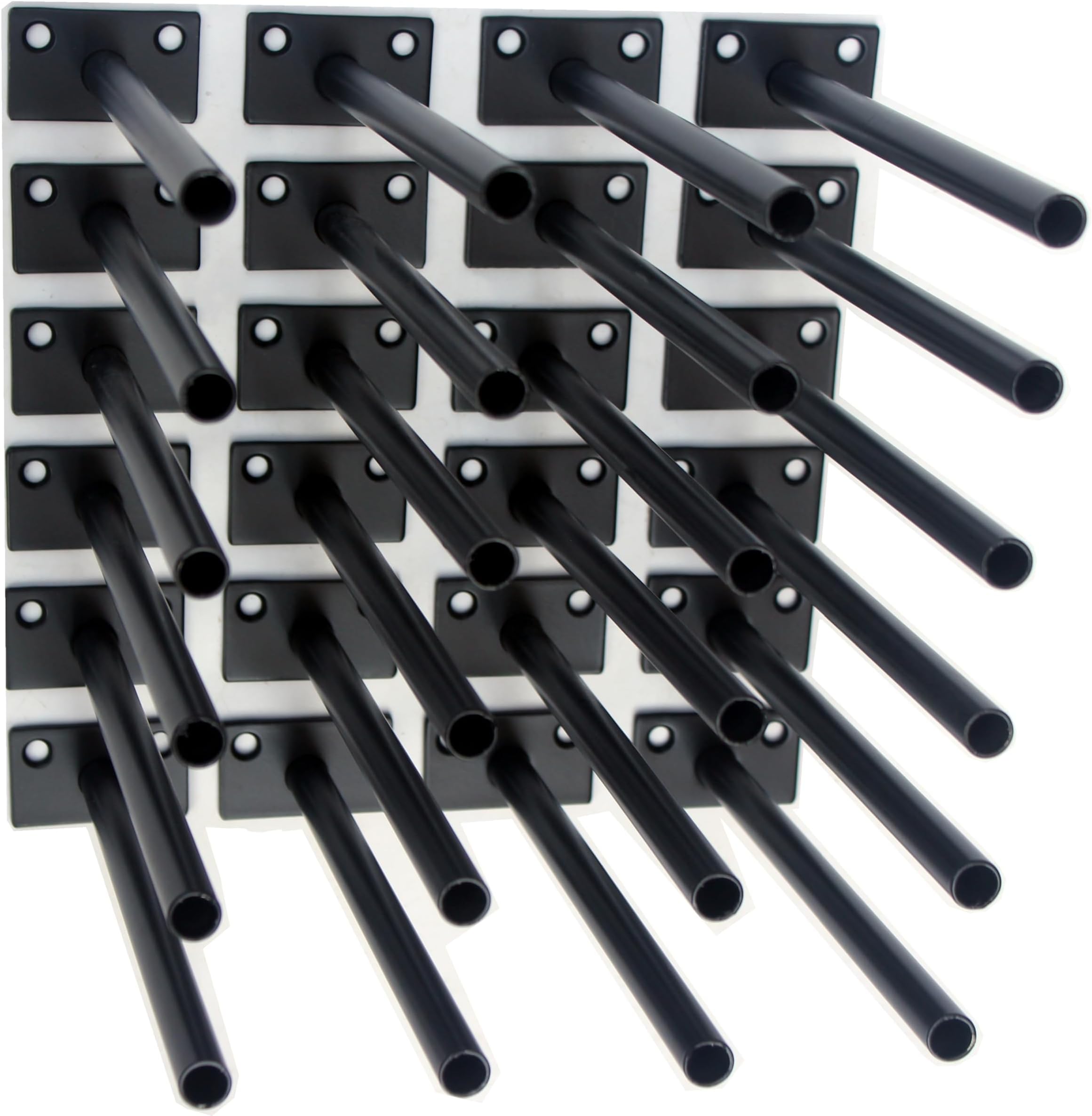 24 Pcs 8" Black Steel Floating Shelf Bracket Blind Shelf Supports - Hidden Brackets for Floating Wood Shelves - Concealed Blind Shelf Support – Screws and Wall Plugs Included