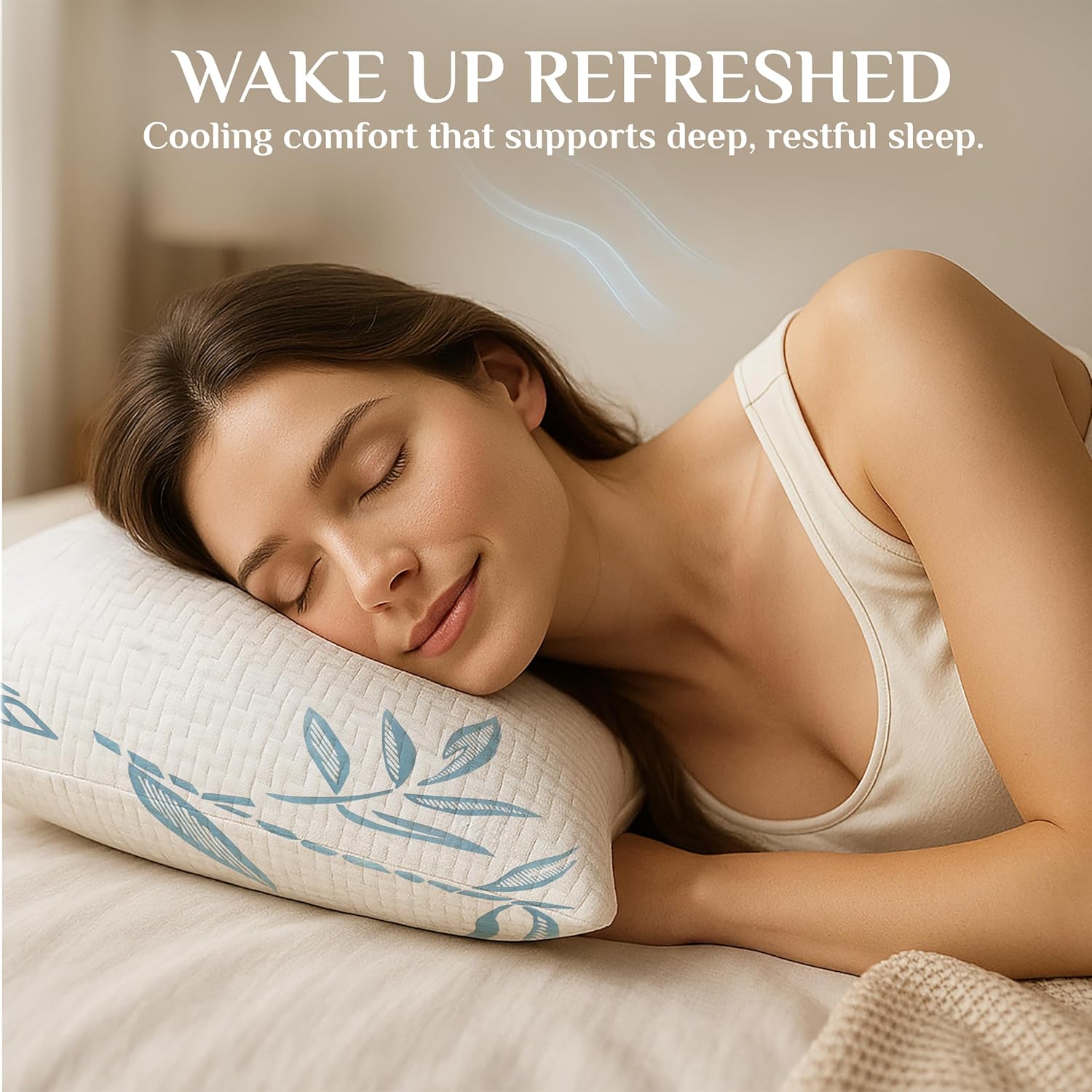 OMEO 2 Pack Bamboo Pillow Queen Size for Sleeping, Hypoallergenic Cooling Shredded Memory Foam Bed Pillows for Side, Back and Stomach Sleepers, Adjustable Loft and Washable Cover 20" x 30" - Image 8