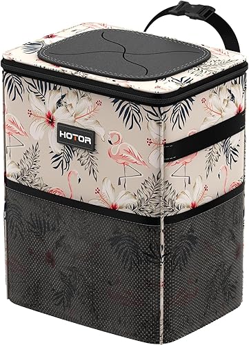 Miniatura 9 de HOTOR - Organizador de auto con tapa y bolsillos de almacenamiento, 100 % a prueba de fugas, resistente al agua, cubo de basura para autos,