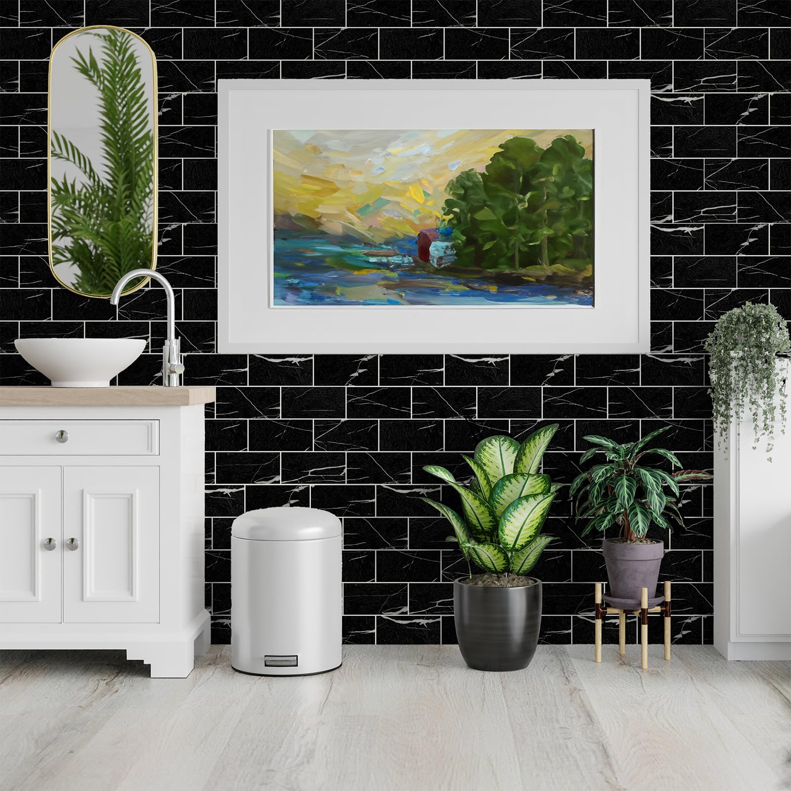 Peel And Stick Wall Tiles Art3d 102 Piezas De Azulejos De Despegar Y Pegar  Para Cocina, Baño, 3 X 6 Pulgadas Azulejos De Metro De Granito Blanco  Azulejo Adhesivo, image size:1600x1600