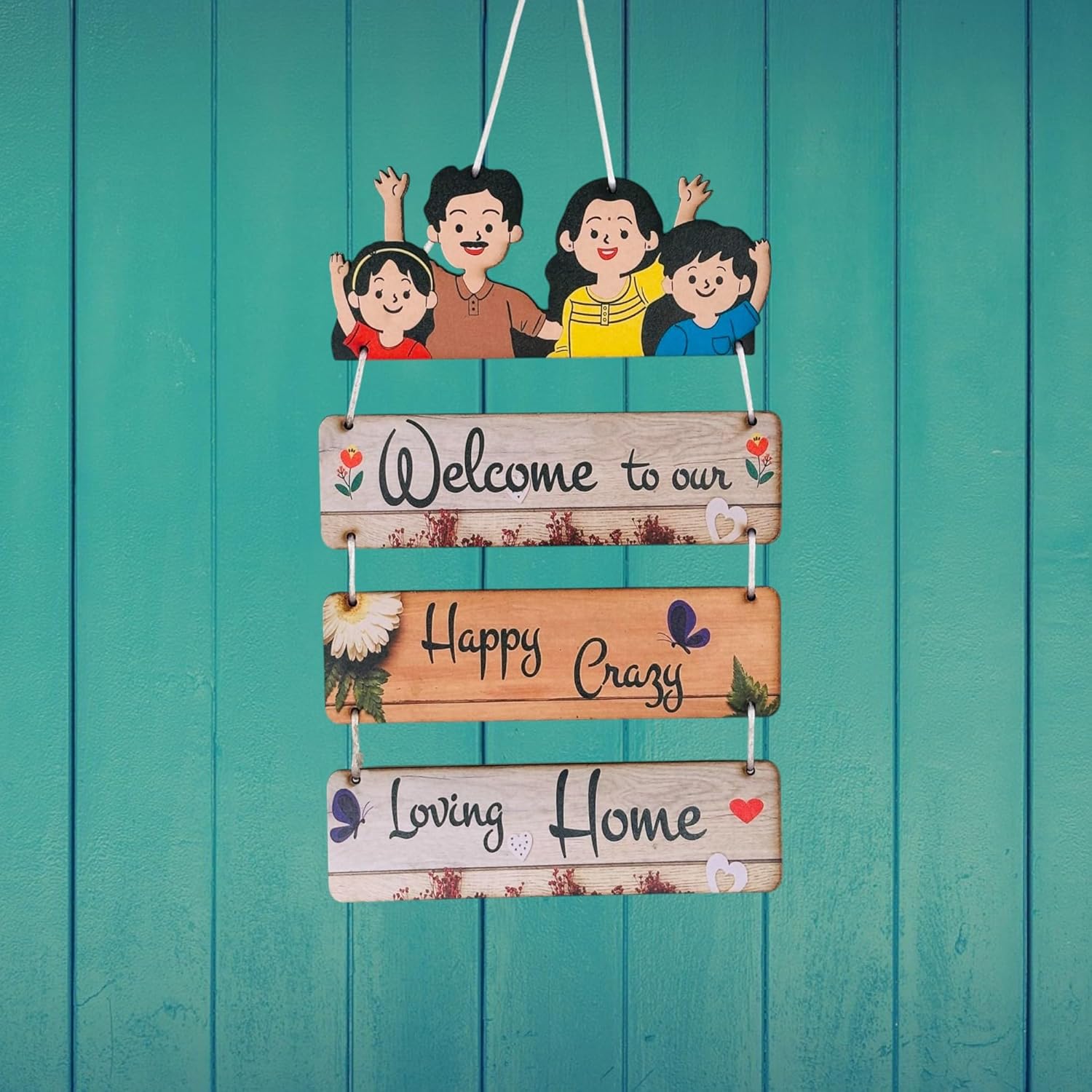 SAUDEEP INDIA Decorative Wall Art – MDF Wooden Wall Hanger for Living Room, Bedroom, Gifts, Modern Decor Items, and Hanging Ornaments for Decoration (Welcome)
