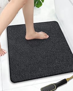 Alfombrilla de ducha antideslizante sin ventosas de 24 x 24 pulgadas, alfombrilla de baño de lufa para bañera, secado Quck de bañera, color negro