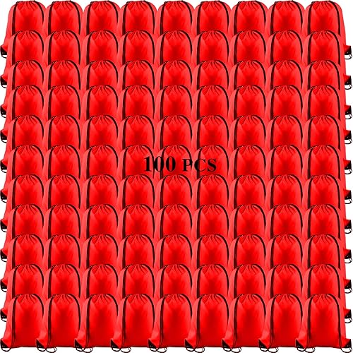 KUUQA Mochila con Cordón Bolsas a Granel Bolsas de Cuerda Bolsas de Almacenamiento para Deporte Gimnasio Viajes, Rojo, Moderno