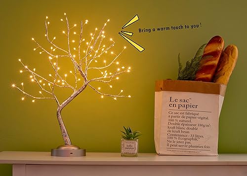 Miniatura 4 de Lostars Luz de árbol bonsái de mesa, lámpara LED de árbol de 90 L, temporizador de 6 horas, funciona con USB y pilas, ramas ajustables para
