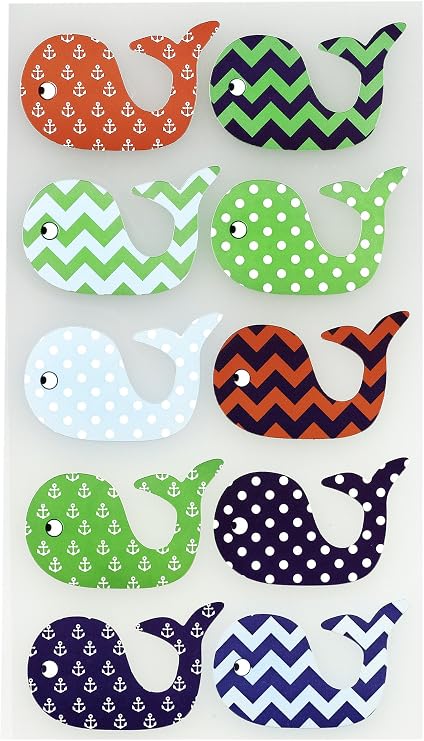 Sticko E5200255 Scrapbooking Stickers, Patterned Whales