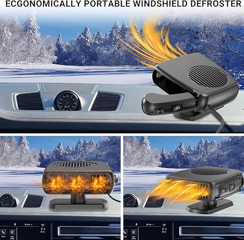 Miniatura 3 de Calentador de automóvil, descongelador de parabrisas portátil de 12 V 200 W, 2 en 1 con modos de calefacción y refrigeración, calentadores de