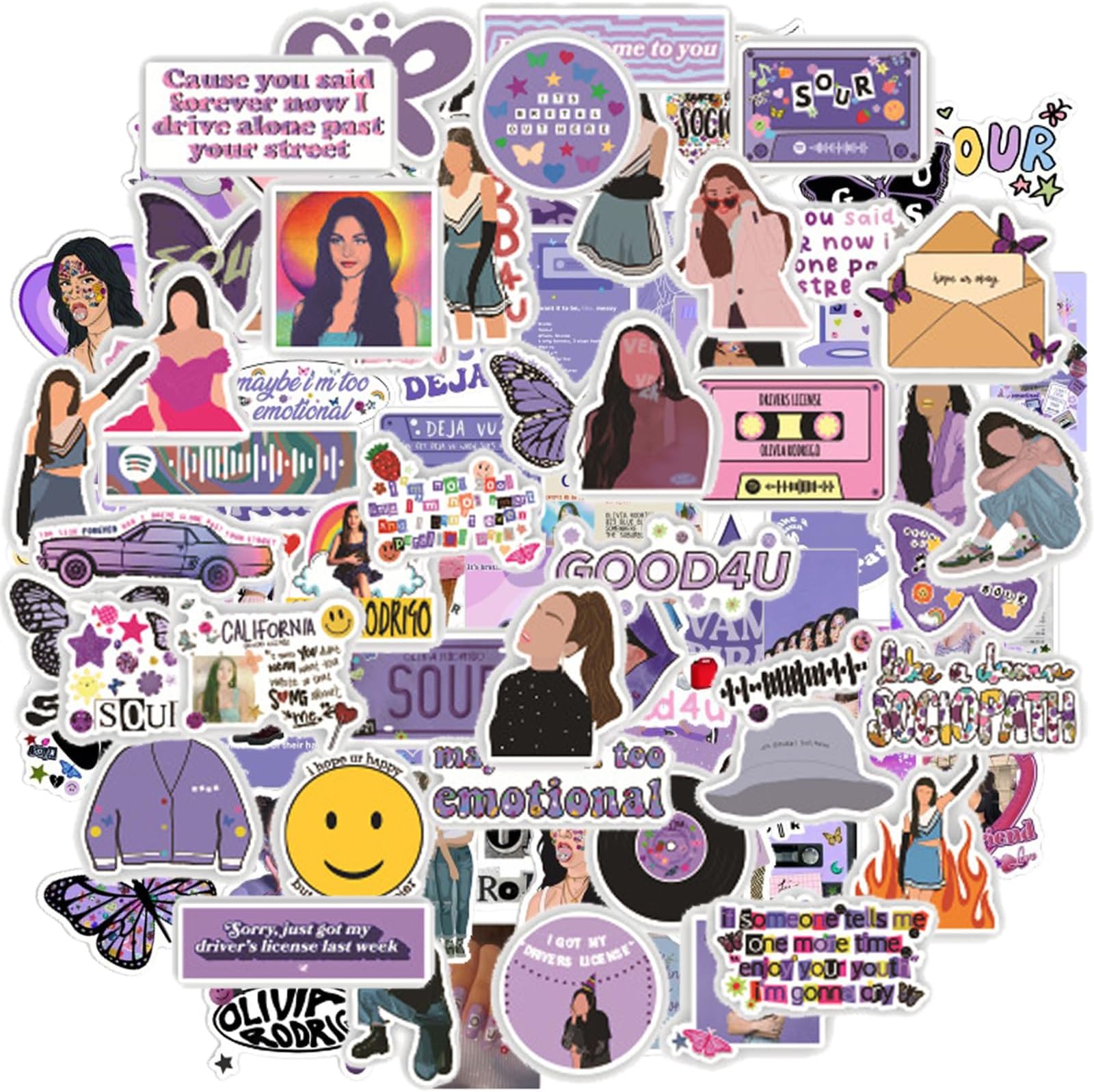 BDSHUNBF 100 Pack Olivia Pop Singer Stickers - Waterproof Decals for Water Bottles, Books, Skateboards, Laptops, Guitars, Suitcases - Music Scrapbook Stickers