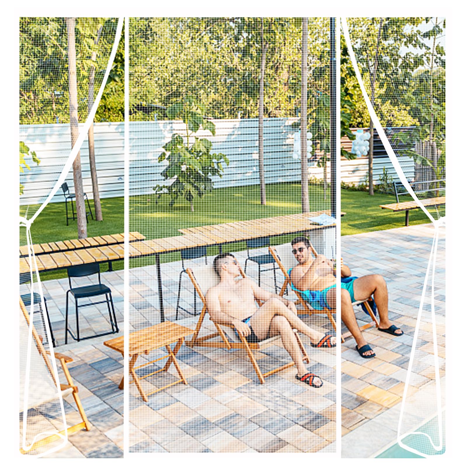 Magnetic Fly Screen Door, Double Door Screen Curtain for Sliding Door with Powerful Magnets and Full Frame Magic Tape, Double Door Anti Mosquito Mesh Fly Curtain, White-B, Custom Size
