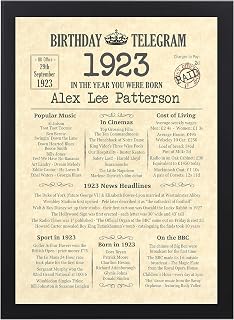 100th Birthday Gifts for Mum Dad Grandad Nan Gran Brother Sister Husband Wife - 1923 Personalised Year You Were Born Gift Ideas for Him Her Man Woman