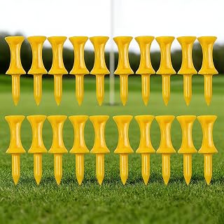 Golf Tees Unbreakable Step Down Plastic Castle Tees 1 1/4 Inch Yellow Pack of 20