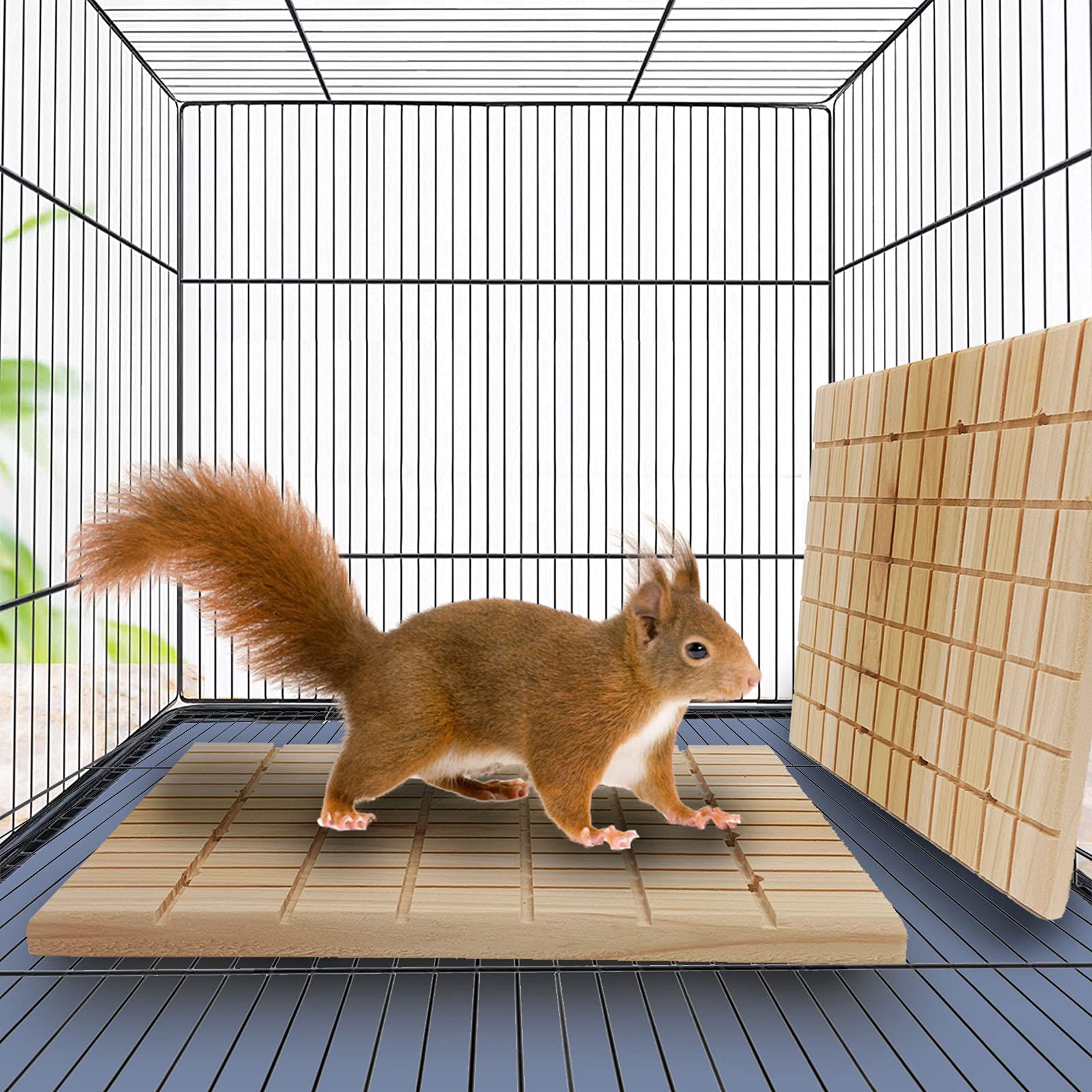 2 Pack Rabbit Wooden Scratch Board, Bunny Foot Pad, Teeth Grinding Toys for Small Animal, Claws Scratching Pad Toy and cage Accessories for Hamster Chinchilla Guinea Pigs(10.62×7.87